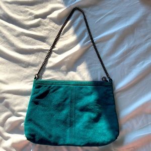 Faux leather turquoise chain strap bag